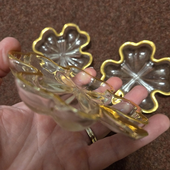 Vintage Shamrock Trinket Dishes With Gokd Edges Set Of 3 Gladd - Picture 4 of 6
